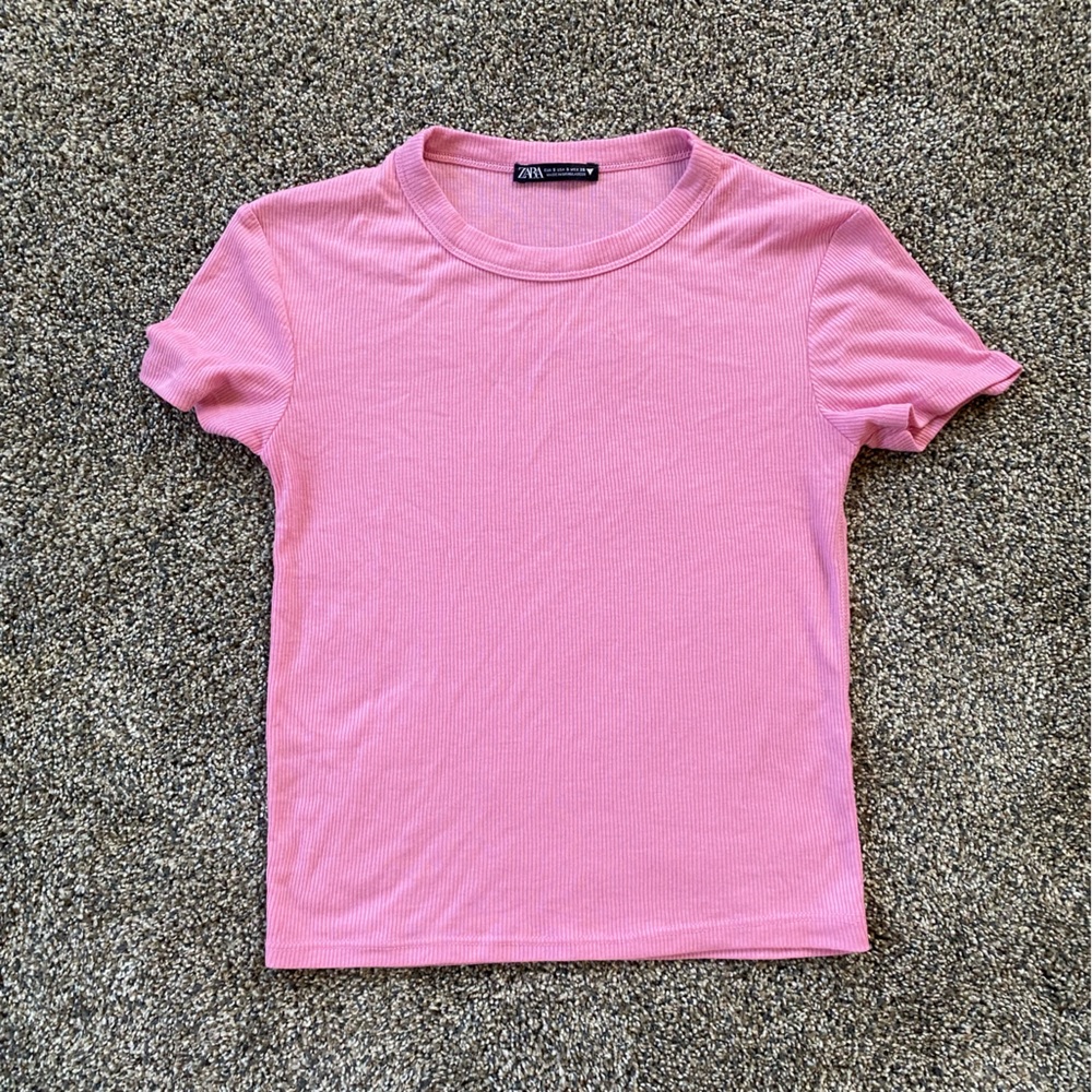 Zara Soft Pink Ribbed baby tee